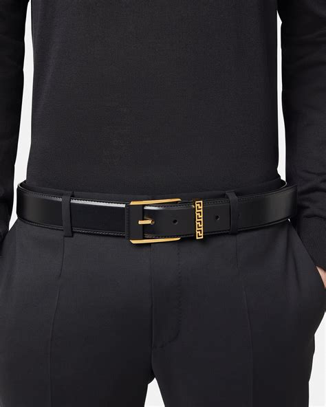 versace greca ribbon belt|Greca Leather Belt 4 cm Black,Gold .